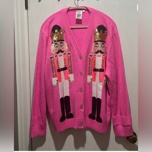QUEEN OF SPARKLES nutcracker cardigan sweater